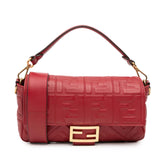 Zucca Embossed Leather Baguette Satchel